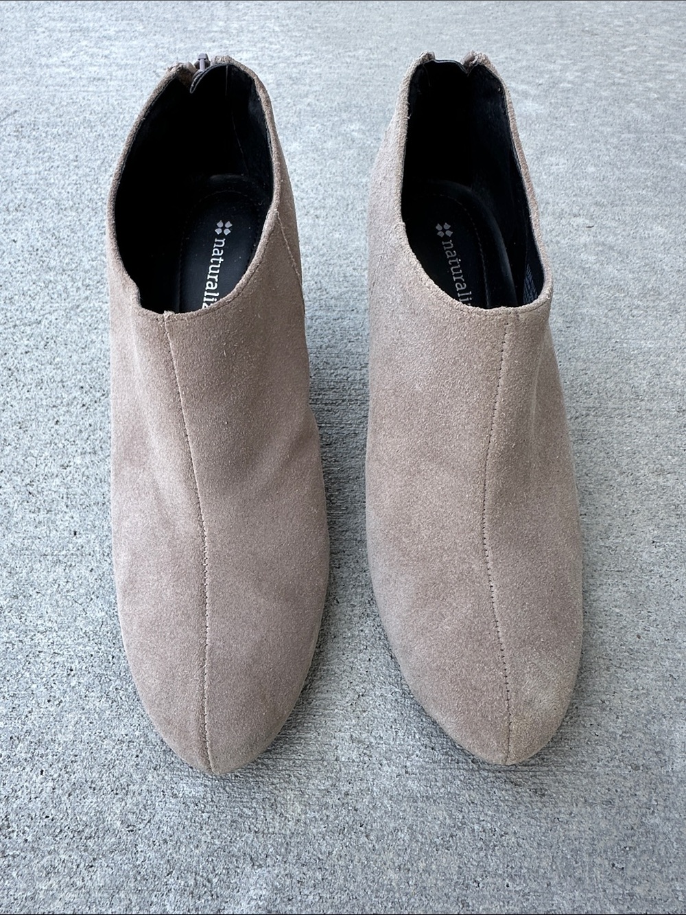 Naturalizer Taupe Suede Ankle Booties - Women's Slip-On Booties
